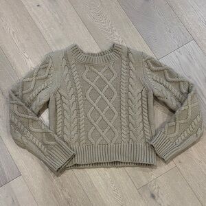 English Factory Taupe Cable Knit Sweater